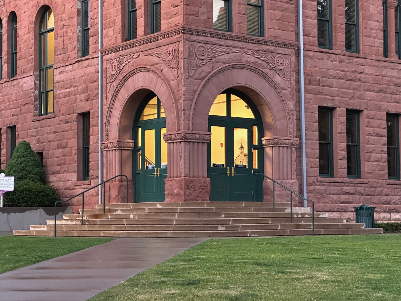 The sandstone arches of the historic Coconino County courthouse in Flagstaff